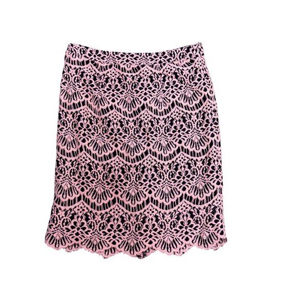 EUC Halogen Pink & Black Lace Pencil Skirt – Size 0 - Picture 4 of 6